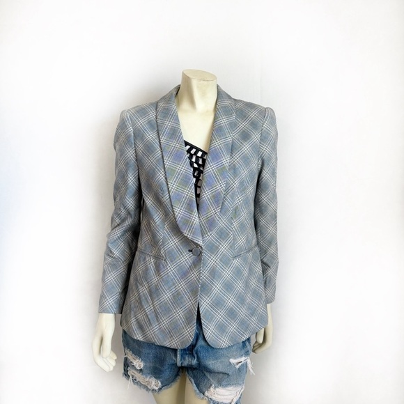 Rebecca Taylor windowpane plaid double breasted jacket blazer size 8 - Picture 3 of 10